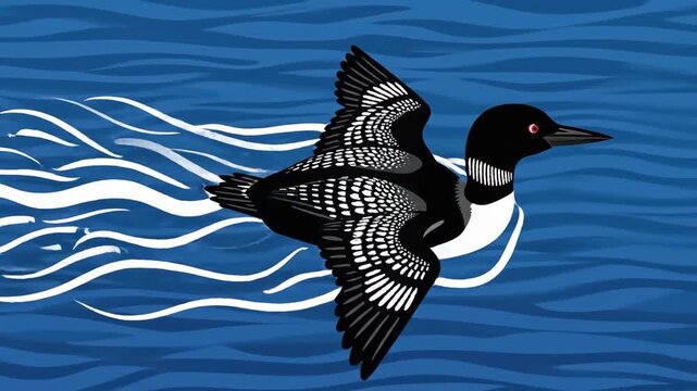 Animated Loon Flight Sequence, Graphic Depiction Of A Bird Taking Off From Water