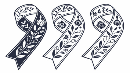 Floral Awareness Ribbon Set for Charity Campaigns Support Causes Design Element Vector Illustration
