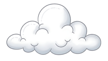 A cartoon cloud with a smiling face on transparent background
