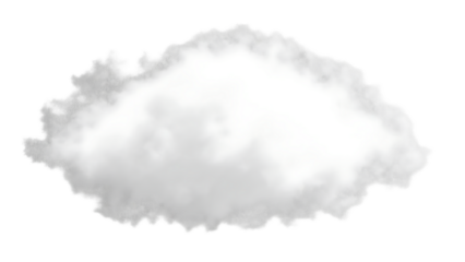 A white cloud on a black background with a transparent background