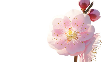 A close-up of a beautiful pink flower on transparent background