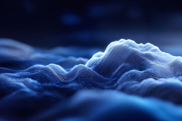Futuristic Abstract Digital Landscape with Glowing Blue Waveforms Symbolizing Innovation and