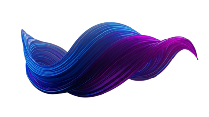 A vibrant purple and blue wave on a black background on transparent background