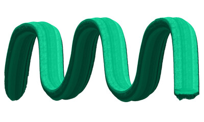 Green abstract brush stroke spiral isolated on transparent background.