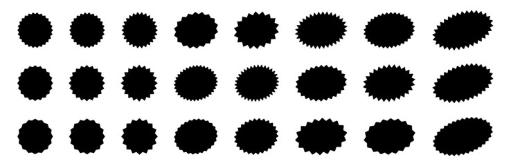 Round and Oval Starburst Stickers Set for Promo Advertising