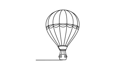 Simple line drawing of a hot air balloon with a basket below