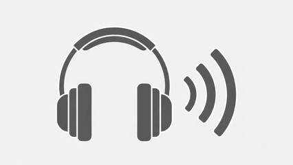 Modern headphones with sound waves for music and podcast streaming