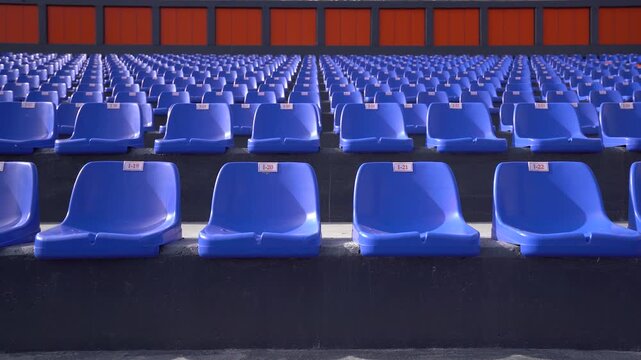 View of empty blue seats in the stadium