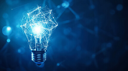 Glowing digital light bulb innovation concept