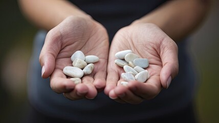 white stones in women's hands