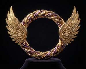 Ornate Gold Angel Wings Frame for Luxury Branding and Decoration