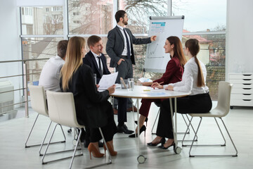 Business planning. Colleagues having meeting in office