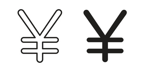 Fototapeta premium Yen icons for web and mobile UI design. Glyph vector with editable stroke