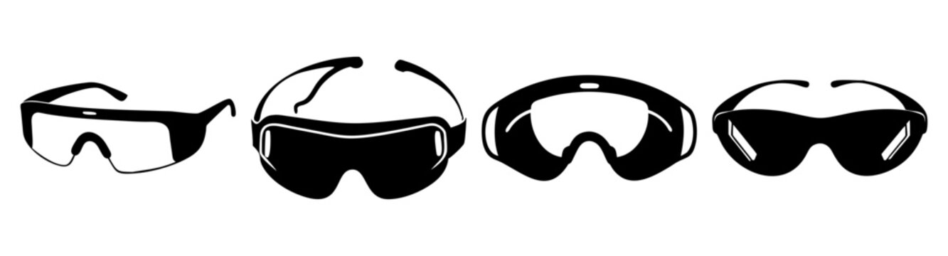 Essential safety glasses and goggles collection for various eye protection needs Vector