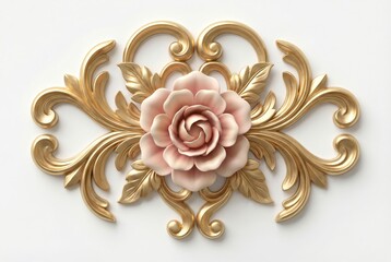 Elegant Botanical Ornament with Flower and Gold Details Minimal Style