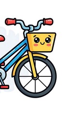 Smiling Cartoon Bicycle with Basket.