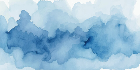 Fluffy white cumulus clouds drift across a bright blue sky over a majestic mountain landscape, capturing the light and airy texture of a clear summer day in nature