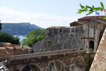 View of the old fortress on a summer day. Villefranche-sur-Mer. France.