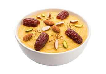 Obraz premium creamy sesame halva with mixed nuts in a white bowl