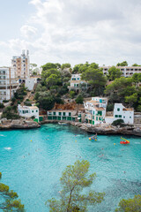 Cala Santanyi bay on Mallorca island in Spain panoramic top view