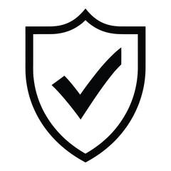 A black and white shield icon with a prominent check mark inside © MDRAZIB