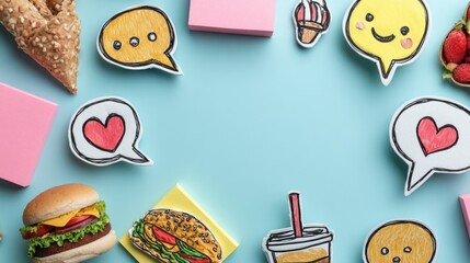 Speech balloons with icons on the topic of work, workflow and communication in society