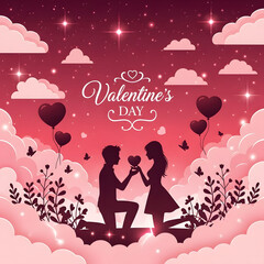 Valentine&rsquo;s Day Social media post vector showing elegant floral arrangement and luxury chocolate truffles