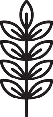 Black and White Line of a Leaf weed plant 1