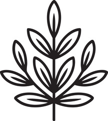 Black and white line of a leaf weed plant