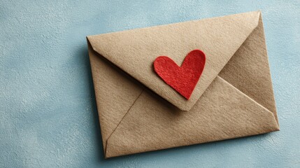 Envelope with red heart for valentine day on white background