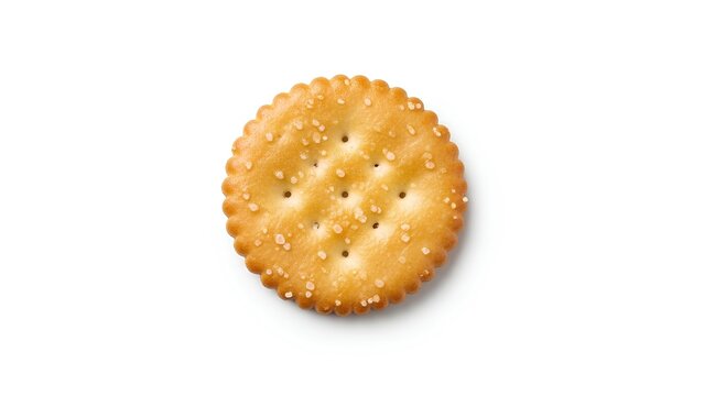 Round Salted Cracker Isolated on White Background