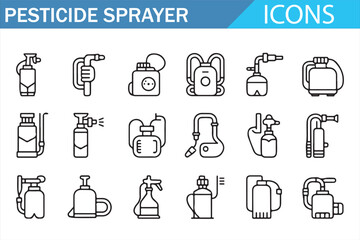Farm and Garden Spray Equipment Icons for Pest Management