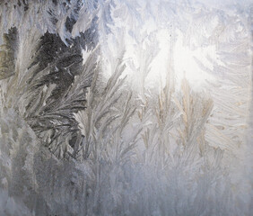 Wzory malowane szronem na zamarzniętej szybie