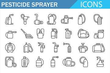 Pest Control Sprayer Icons Collection, Farming Equipment Symbols