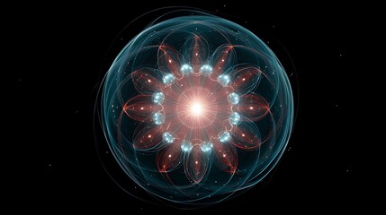 Abstract glowing light sphere on dark background