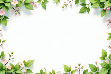 Corner spring foliage with light green leaves and flowers