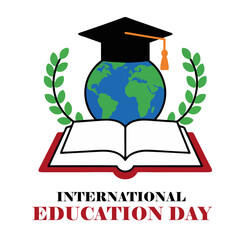 International Education Day Graphic: Global Academic Achievement and Literacy Concept