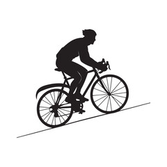 Silhouette of a cyclist riding a bicycle uphill on a sloped surface cycling sport