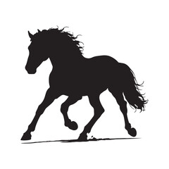 Black Silhouette of a Galloping Horse with Flowing Mane stallion mare