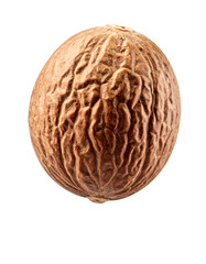 Obraz premium Whole nutmeg seed spice ingredient on transparent background