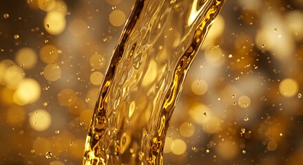 Golden Liquid Splashing in Motion