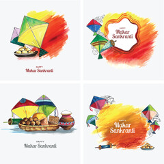 Watercolor Makar Sankranti Festival Art