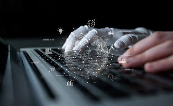 AI connecting global business network, processing data exchange, analyzing economic trends, and supporting digital infrastructure through intelligent worldwide systems. Latch - Powered by Adobe