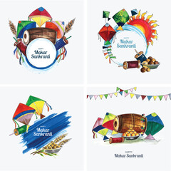Happy makar sankranti holiday card india festival design