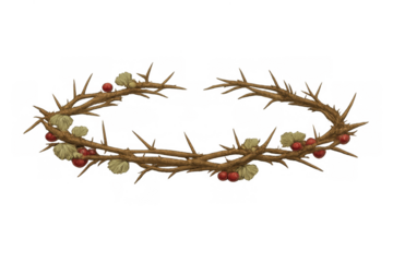 Crown of thorns representing religious christianity symbol of devotion, pain, resurrection, and easter holiday. Transparent background