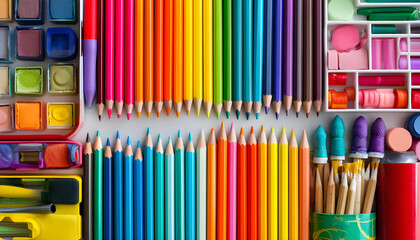 Colorful stationery for art projects or education