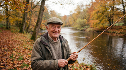 man fishing on the river