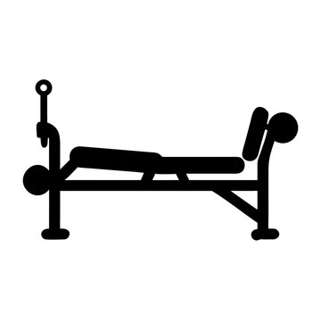 Gym equipment icon featuring a strength training bench with adjustable features