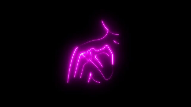 Shoulder x ray neon line animation. Joint dislocation animated icon.