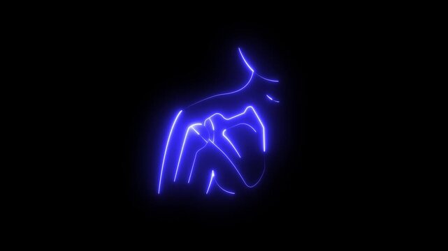 Shoulder x ray neon line animation. Joint dislocation animated icon.